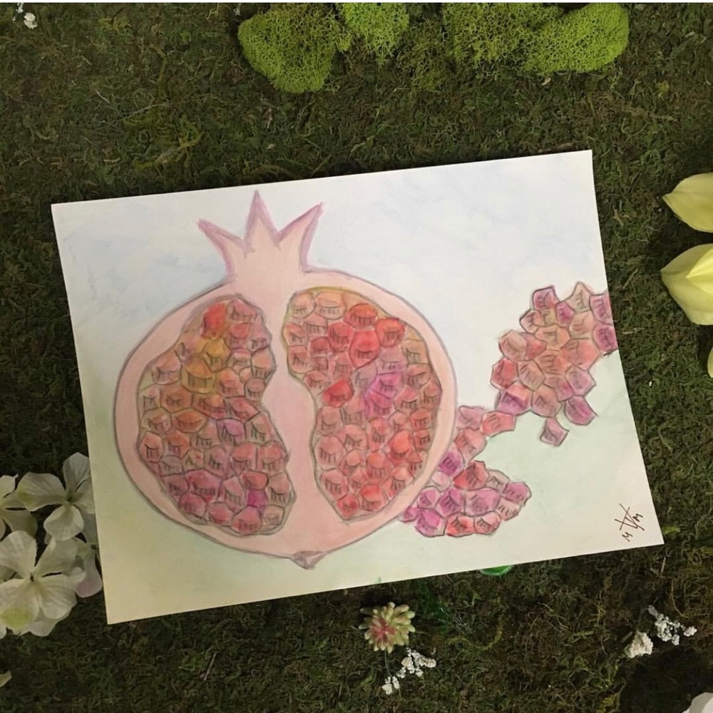 Watercolor Pomegranate Art Work